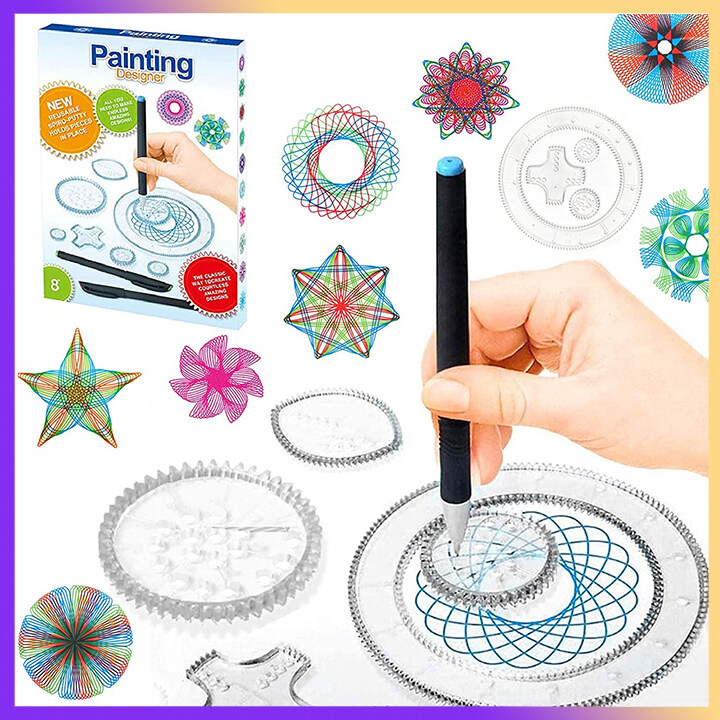 Geometric Ruler DIY Creative Design Set | Magic Drawing Rulers | Child Painting Art Craft Education Stationery | Million Flower Ruler Childhood Toys for Kids | Boys and Girls Gift