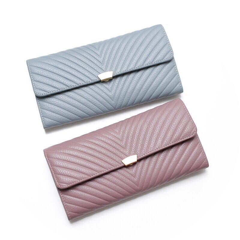Royal Bagger 100% Genuine Cow Leather Purse Fashion Ladies Wallet Large Capacity Zipper Two Fold Long Clutch Bag Elegant Wallets For Women Girls
